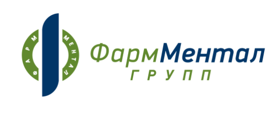 Логотип компании «ФармМентал Групп» — круговой знак с зелёно-синей стилизацией и названием компании